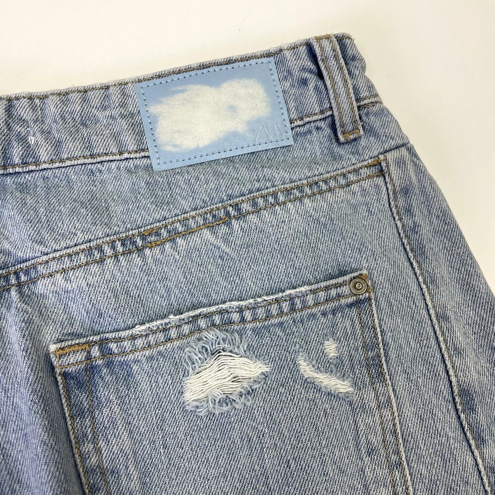 NEW ZARA Wide Leg Low Rise Jeans Size 6 Distressed - Picture 12 of 16